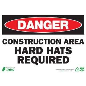Zing Eco Safety Sign, Header DANGER, CONSTRUCTION AREA HARD HATS 