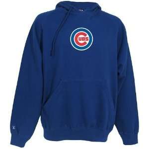 Chicago Cubs Applique Goalie Hooded Sweatshirt by Antigua   Dark Royal 