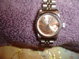 Rolex Oyster Perpetual Stainless Steel &18K Gold Case Womans Bracelet 