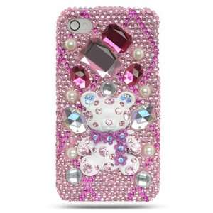  LUXMO Full 3D Diamond Case Hot Pink Bear for iPhone 4 