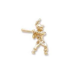  Baseball Player Charm in Yellow Gold Jewelry