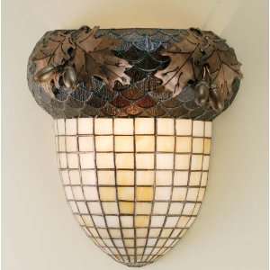  Acorn & Oak Leaves Tiffany Stained GlassWall Sconce 12 