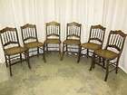 antique set of 6 dark walnut dining chairs w cane