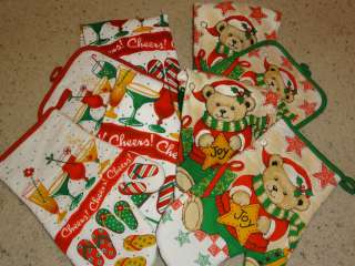 CHRISTMAS TOWEL SET CROCHET TOWEL + OVEN MIT OR HOT PAD   SELECT 