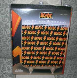 NWT New AC DC Lightning Bolt Fabric Shower Curtain Band  