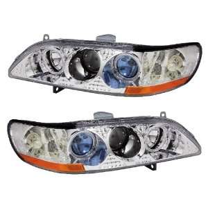   98 02 PROJECTOR HEAD LIGHTS HALO CHROME CLEAR AMBER REFLECTOR NEW