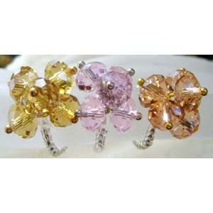  Three Colorful Faceted Crystal Quartz Flower Rings 