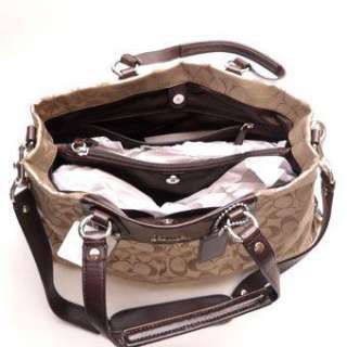 NWT Coach Ashley Signature Purse Carryall Bag F15510 Khaki Handbag 