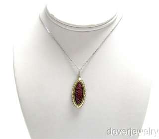 Diamond 14K Gold Silver Two Toned Ruby 1.00ct Drop Pendant NR  