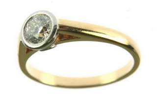 LADIES BEZEL SET DIAMOND RING 18K YELLOW GOLD PLATINUM  