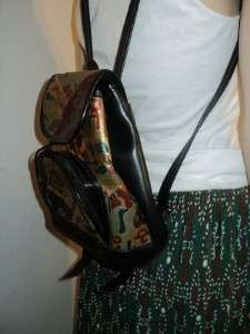   FAUX Leather Mini Backpack Purse Vegan Shoulder Bag Hippie EUC  