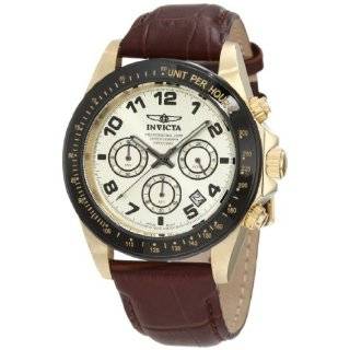 Invicta Mens 10709 Speedway Chronograph Gold Dial Brown Leather Watch