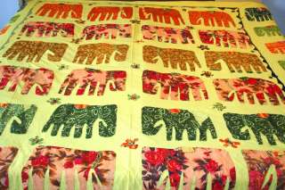 Hand made Elephant Cotton Bedspread AppliqueTapestry  