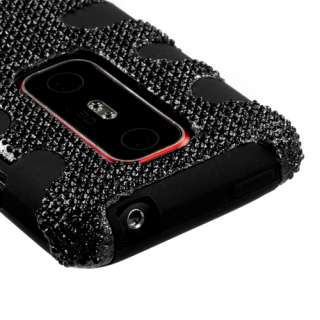 Black Diamond Fishbone Hybrid Skin Case for Sprint HTC EVO 3D  