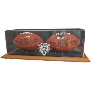  Chicago Bears Natural Color Framed Base Double Football 