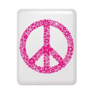  iPad Case White Flowered Peace Symbol Pnk 