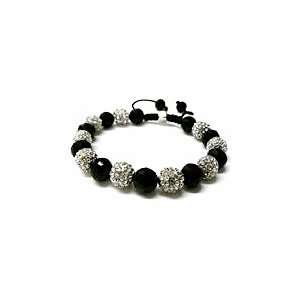  Shamballa Inspired Style Black Onyx and Crystal Ball Bracelet 