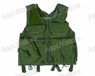 Airsoft Tactical Combat Hunting Vest w/Holster OD G  