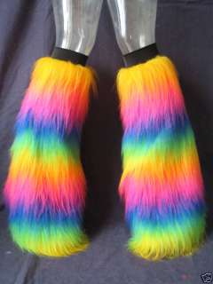 UV RAINBOW FLUFFIES FLUFFY BOOTS RAVE BOOTS COVERS  