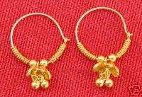 TRADITIONAL DESIGN 18 CT GOLD HOOP EARRING PAIR INDIA  