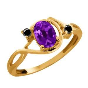  0.81 Ct Oval Purple Amethyst and Diamond Gold Plated 