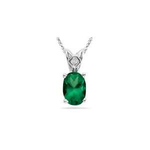  0.62 Cts Emerald Scroll Pendant in 18K White Gold Jewelry