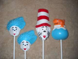 Chocolate LARGE Cat in the Hat Horton Thing Fish Dr Seuss Lollipops 