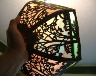   Elaborate Multi Color Salem Bro. Slag Glass Table Lamp Shade  