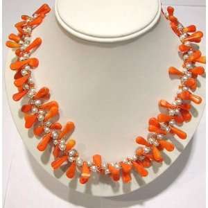  18 Pink Coral Bead and White Pearl Necklace Everything 