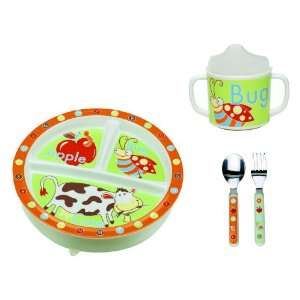 Sugarbooger Divided Plate, Sippy Cup, and Silverware Set ABC Alphabet 