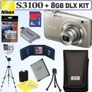 Nikon Coolpix S3100 14 MP Digital Camera (Silver) + Nikon 