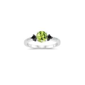   White Diamond,1.22 Cts Peridot Engagement Ring in 14K White Gold 6.0