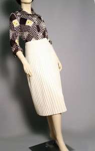 Vintage Sonia Rykiel White Wool Knit Pleated Skirt  