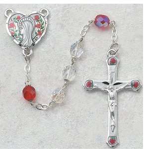  7mm Ab Crystal Ruby Rosary Saint St. New Prayer Beads 