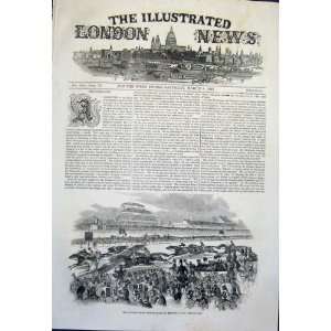  Liverpool Steeple Chase Horses Race Old Print 1845