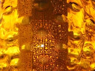   Vintage AMBER Coin Dot Art Glass Hanging Swag Lamp Light CLEAN  