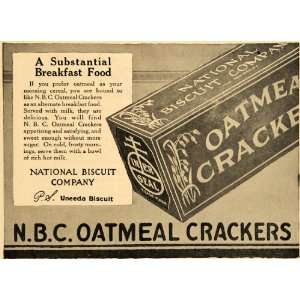 1918 Ad N. B. C. Oatmeal Crackers Uneeda Biscuit Box   Original Print 
