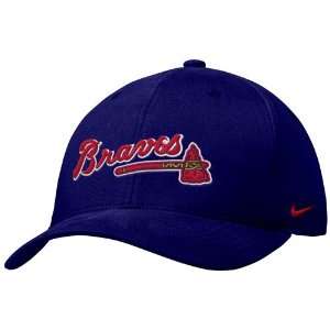  Nike Atlanta Braves Navy Swoosh Flex Fit Hat Sports 