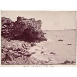  1893 Print Cliffs Rocks Cliff Walk Newport Rhode Island 