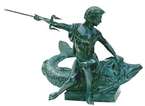 Cast Bronze Neptune on Fish Statue  