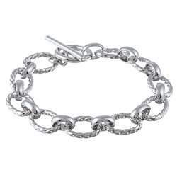 Platifina Sterling Silver 7.25 inch Toggle Bracelet  