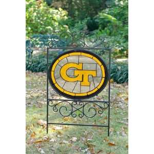 GEORGIA TECH YELLOW JACKETS Team Logo STAINED GLASS YARD SIGN (20 x 
