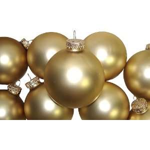   of 9 Matte Gold Glass Ball Christmas Ornaments 2.75