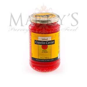 Red Capelin Caviar 12 oz jar, pasteurized, from Iceland  