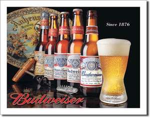 Budweiser Beer Anheuser Busch Bottle History Vintage Advertising Tin 