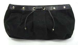 YVES SAINT LAURENT Black Canvas Studded Clutch Handbag  
