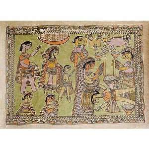  Indian Art Madhubani Painting on Paper with Organic Color 