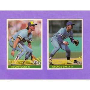 1984 Donruss (2) Card Baseball Lot (George Brett) (Robin Yount 