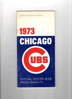 1973 Chicago Cubs Official Roster Book  