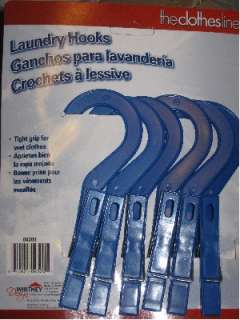 WHITNEY BLUE 6 DRIP DRY CLOTHES PIN HOOKS HOOK NEW  